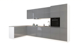 Velmora Winkelküche KÜ-AS-017 – 355 × 170 cm – Grau – Moderne Küche mit viel Stauraum