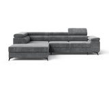 Ecksofa Ostin – Elefantengrau – Ottomane links