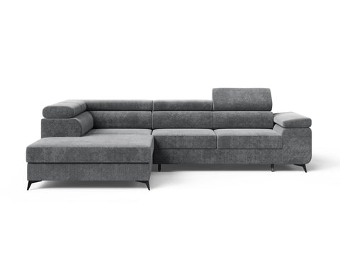 Ecksofa Ostin – Elefantengrau – Ottomane links