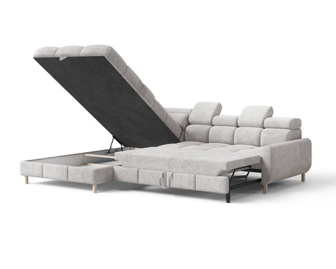 Ecksofa Bun – Hellgrau – Ottomane links