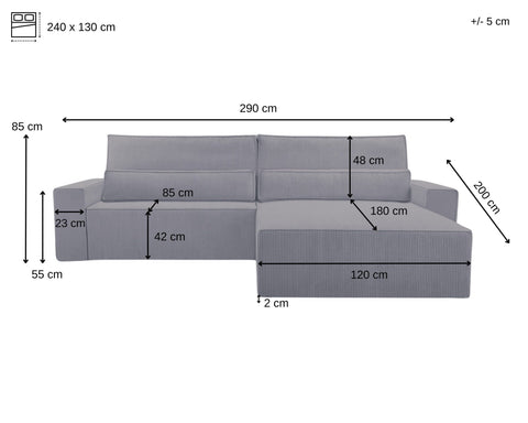 Ecksofa Brazil – Maßzeichnung – Brazil