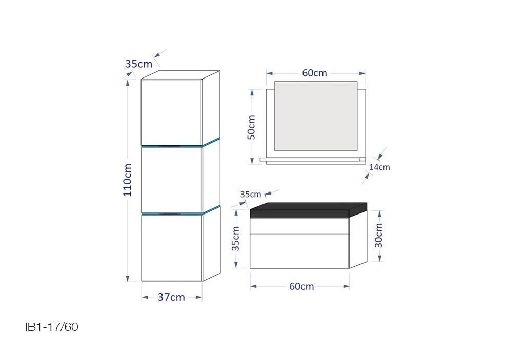 Badezimmer Set - Die neuesten Materialtrends für Badmöbel im Jahr 2024, (Komplett Set, 3-St., LUMIA)