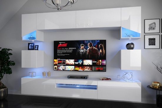 Wohnwand "Neue Wohnzimmer-Wandstile / Modern und Innovativ. - ROYAL24_MARKT