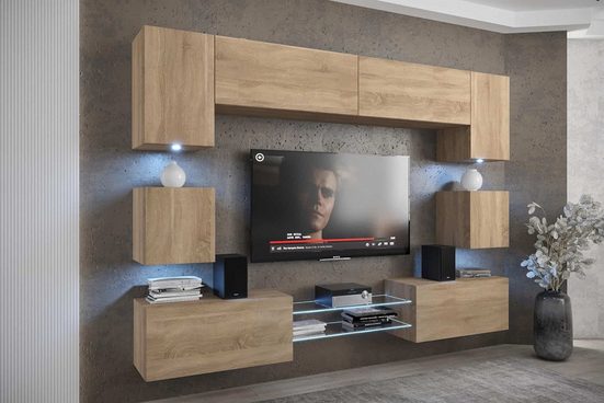 Wohnwand - Smart gestaltete Wohnwand, (Komplett Set, 10-St., Premium - ANX1)