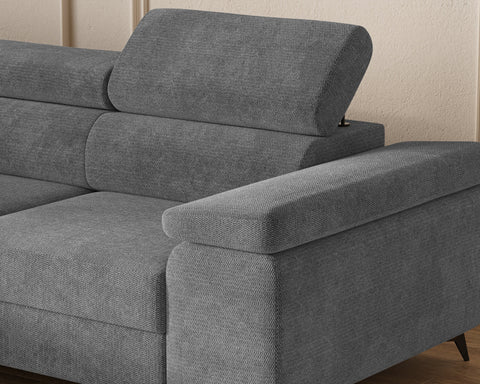 Ecksofa Ostin – Elefantengrau – Ottomane links