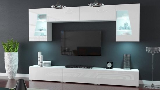 Cors S55 Wandschrank (mattweißer Korpus / glänzend weiße Front)