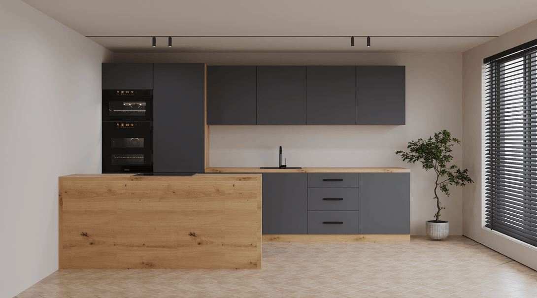 Küchenzeile K104-G360 - Langen Grau - Moderne Optik mit durchdachter Funktion - ROYAL24_MARKT