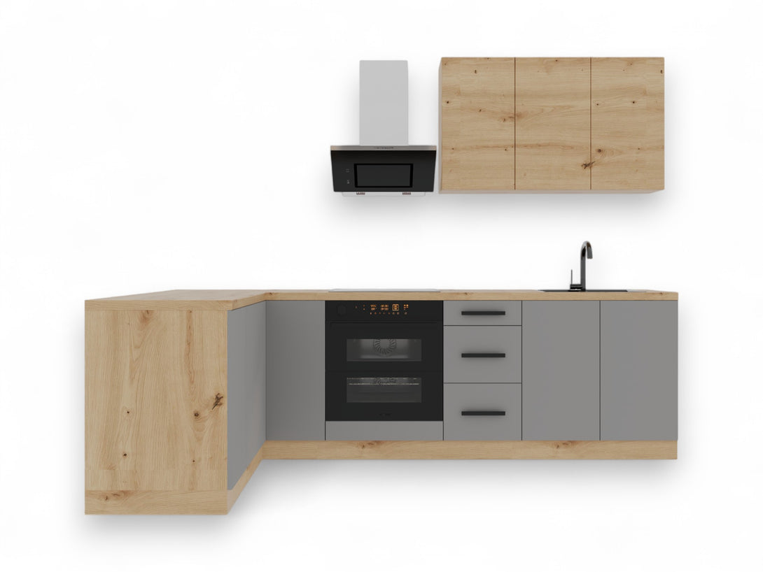 Winkelküche K99-G270 - Langen Beige Artisan- Design trifft Funktionalität - ROYAL24_MARKT