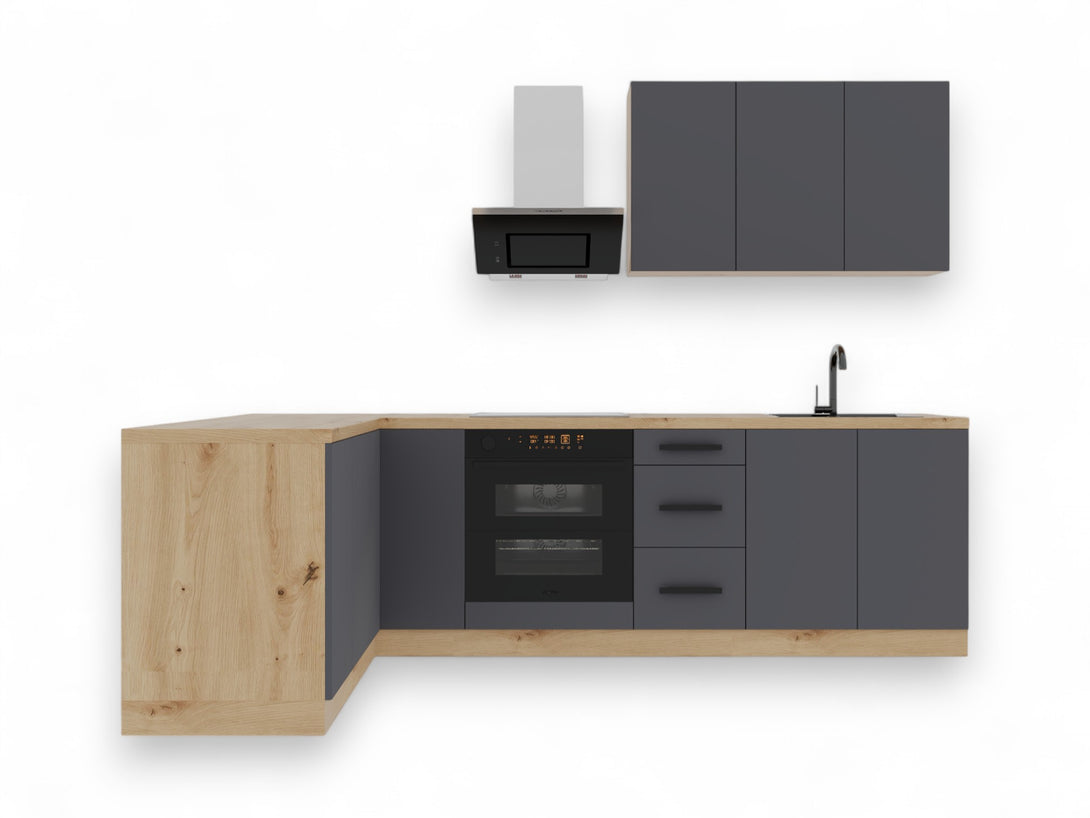 Winkelküche K99-G270 - Langen Grau - Design trifft Funktionalität - ROYAL24_MARKT