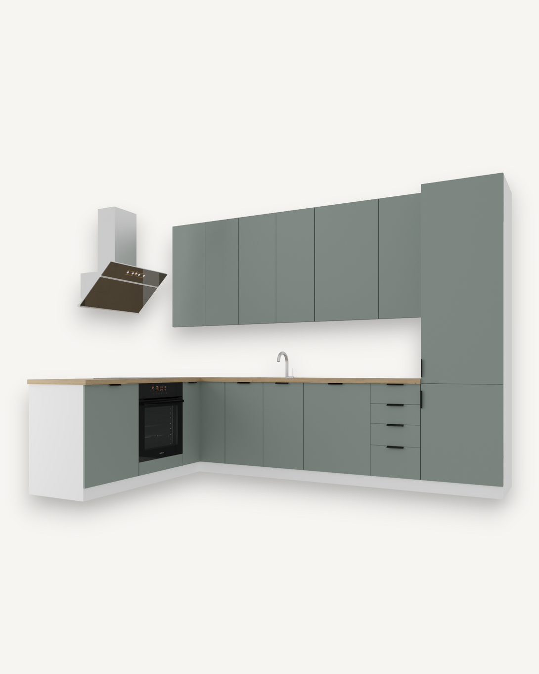 Winkelküche - Sorento -K52-G330 - Weiß Grün - ROYAL24_MARKT