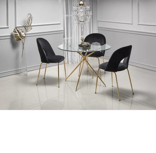 Esstisch - Stilvoller Runder Esstisch mit Glasplatte. - ROYAL24_MARKT