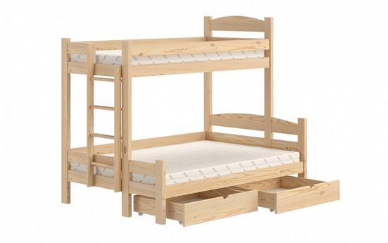 Etagenbett links 207 cm  - Ökologisch lackiertes Hochbett für Kinder.
