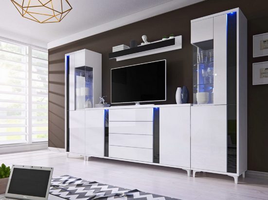 Wohnwand - Eine umfassende Lösung für die Organisation Ihres Wohnzimmers, (Komplett Set, 4-St., Premium - NICEA 4) - ROYAL24_MARKT