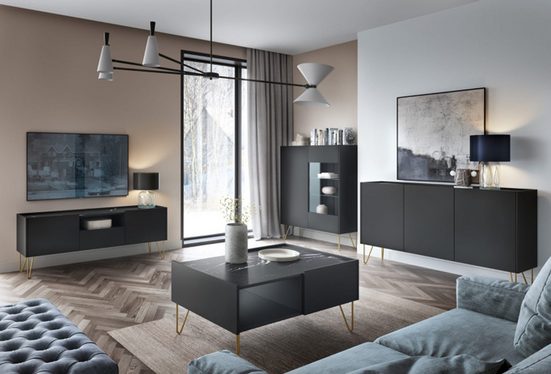 Wohnwand MITRA – Komplett-Set (4-tlg.): Wohnwand, Couchtisch & Kommode für Ihr Wohnzimmer – stilvoll & praktisch