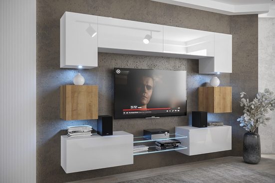 Wohnwand - Smart gestaltete Wohnwand, (Komplett Set, 10-St., Premium - ANX1)