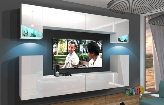 Moderne Möbel Wohnwand Weiß S15 - ROYAL24_MARKT