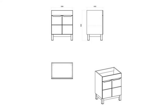 Waschbeckenschrank - Badschrank - Bali White - Modernes und stilvolles Design.