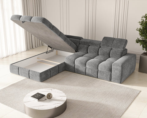 Ecksofa Bianco – Grau – Ottomane links