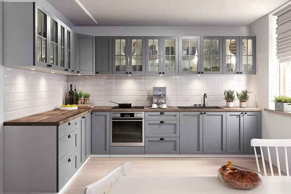 Winkelküche - L-Form Linea - Grau (Matt) - K8-G350×230 cm. - ROYAL24_MARKT