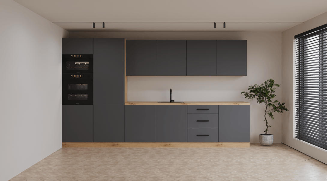 Küchenzeile K104-G360 - Langen Grau - Moderne Optik mit durchdachter Funktion - ROYAL24_MARKT