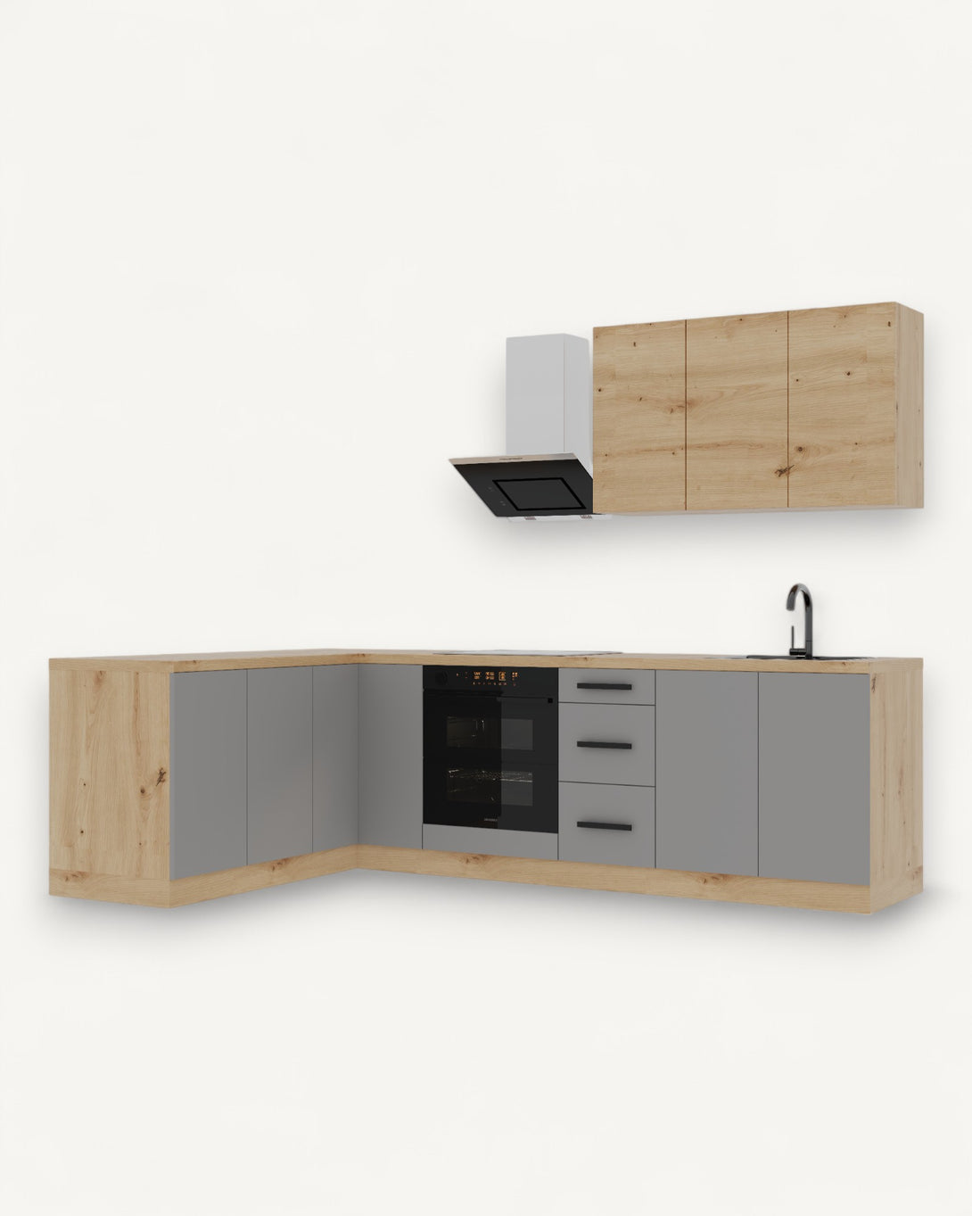 Winkelküche K99-G270 - Langen Beige Artisan- Design trifft Funktionalität - ROYAL24_MARKT