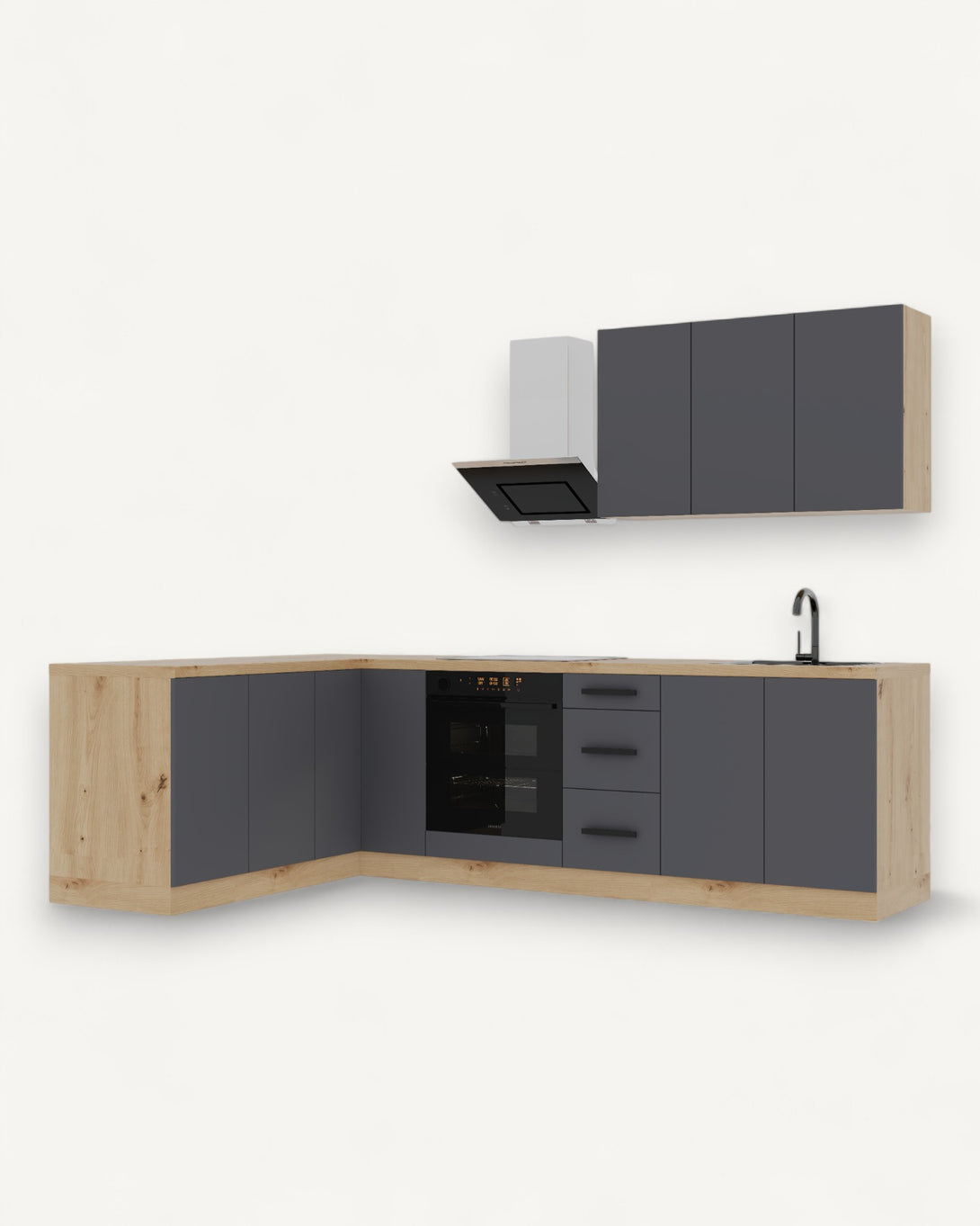 Winkelküche K99-G270 - Langen Grau - Design trifft Funktionalität - ROYAL24_MARKT