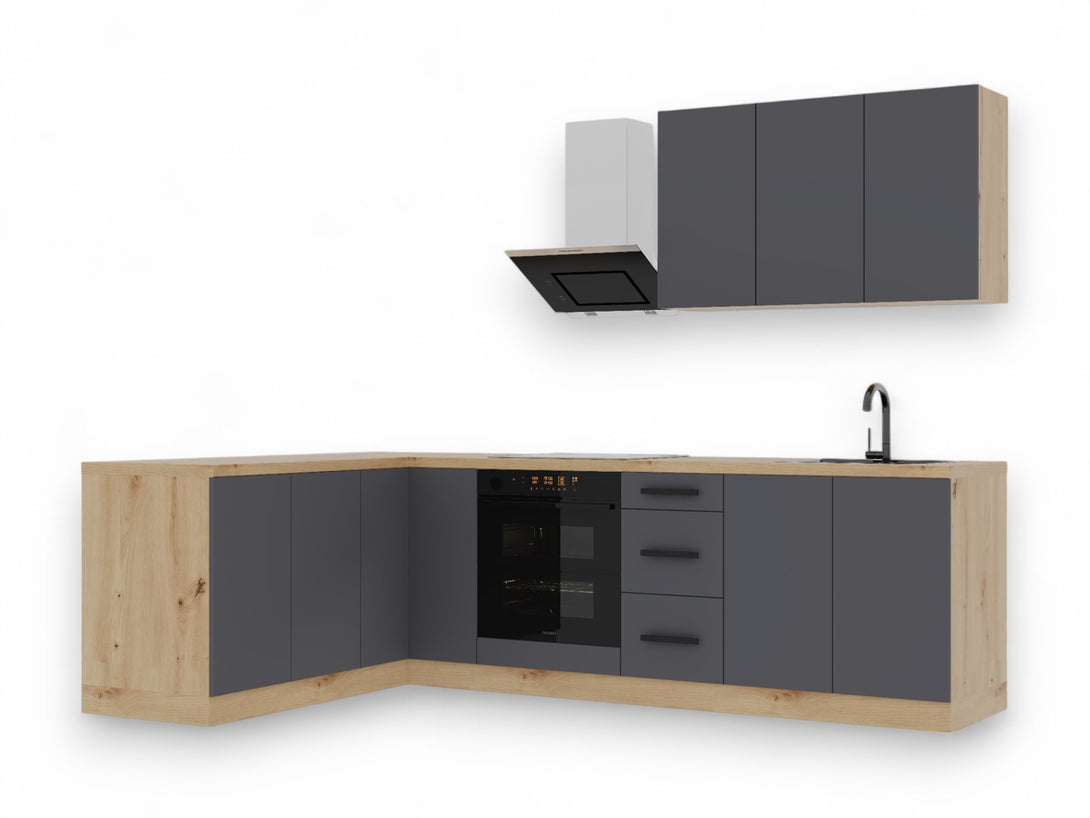 Winkelküche K99-G270 - Langen Grau - Design trifft Funktionalität - ROYAL24_MARKT