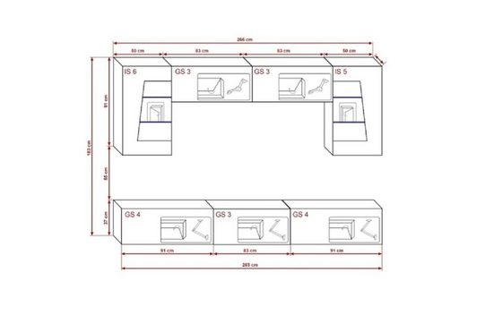 Cors S55 Wandschrank (mattweißer Korpus / glänzend weiße Front)