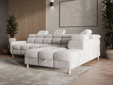 Ecksofa Bun – Hellgrau – Ottomane rechts
