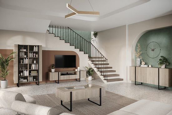 Glasvitrine 120 cm  - VERICA- Zehn Regale für viel Stauraum.