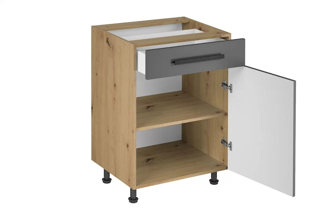 Küchenzeile - Langen - Artisan Eiche & Grau (Matt) - K14-G140 cm