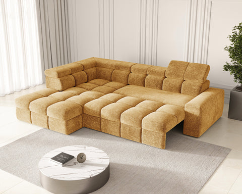 Ecksofa Bianco – Goldgelb – Ottomane links