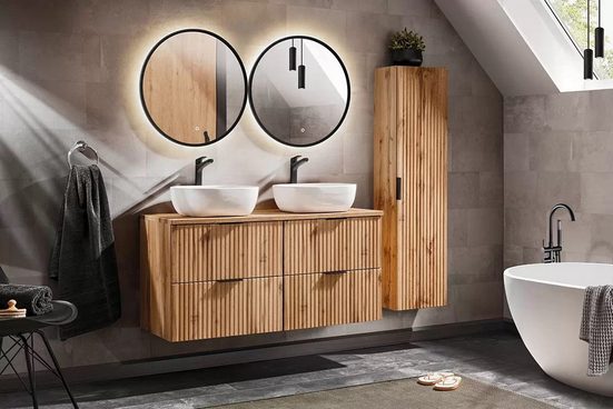 Waschbeckenunterschrank - Adel Oak - Eleganter Waschbeckenschrank mit modernem Design.