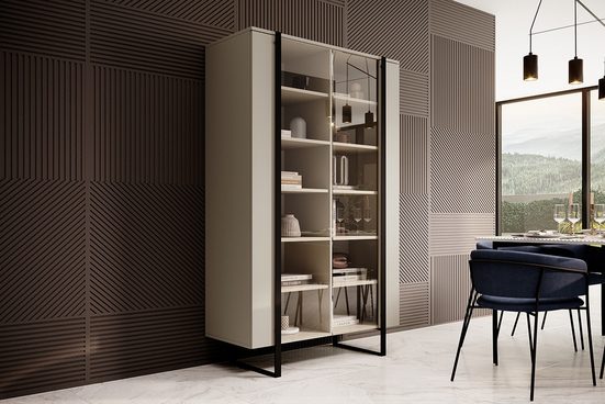 Glasvitrine 120 cm  - VERICA- Zehn Regale für viel Stauraum.