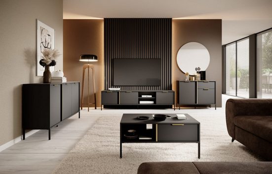 Wohnzimmer-Set - LARS - Stil und Funktionalität / WANDEINHEIT2, (Komplett-Set, 4-St) - ROYAL24_MARKT
