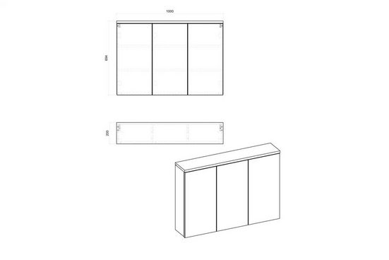 Badezimmerspiegelschrank - Badschrank - Bali White - Elegantes modernes Design.