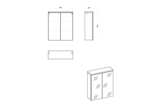 Badezimmerspiegelschrank - Bali Grey - Elegante Organisation Ihres Raumes. - ROYAL24_MARKT