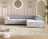 Ecksofa Ostin – Silber – Ottomane rechts