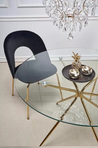 Esstisch - Stilvoller Runder Esstisch mit Glasplatte. - ROYAL24_MARKT