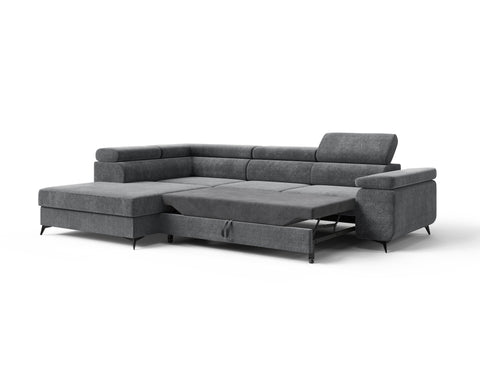 Ecksofa Ostin – Elefantengrau – Ottomane links