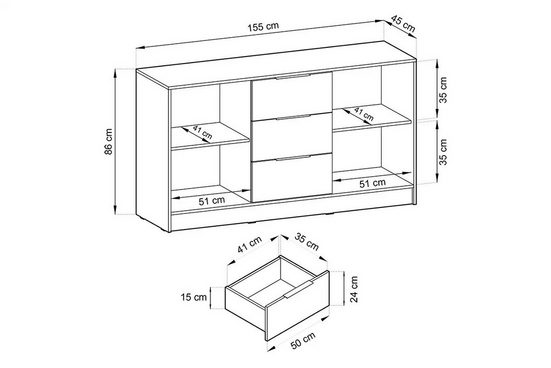 Kommode - Neria - Zuverlässige Kommode für tägliche Nutzung.