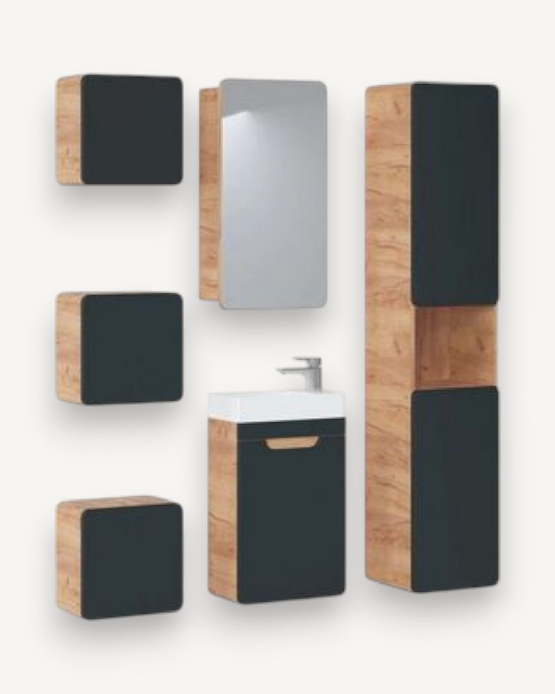 Badmöbel-Set - Passend für jeden Geschmack., (Komplett Set, 7-St., Premium - Aruba Cosmos V) - ROYAL24_MARKT