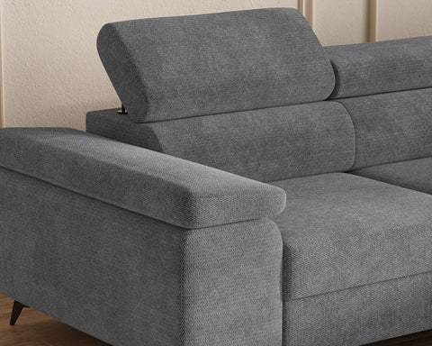 Ecksofa Ostin – Elefantengrau – Ottomane rechts