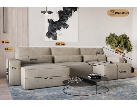 Ecksofa Brazil U – Maßzeichnung – Brazil U Mini