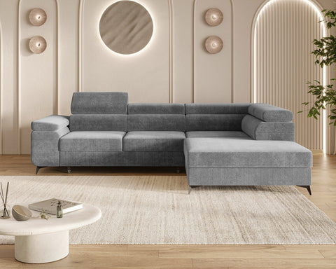 Ecksofa Ostin – Elefantengrau – Ottomane rechts