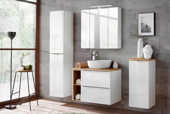Badmöbel-Set - Capri White - Praktische und effiziente Aufbewahrung. - Milaros Markt