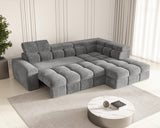 Ecksofa Bianco – Grau – Ottomane rechts