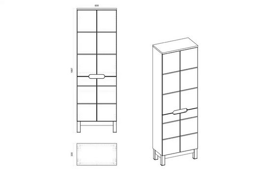 Hochschrank - Badschrank - Bali White - Praktische und effiziente Aufbewahrung. - ROYAL24_MARKT