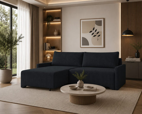Ecksofa Loco – Schwarz – Ottomane links