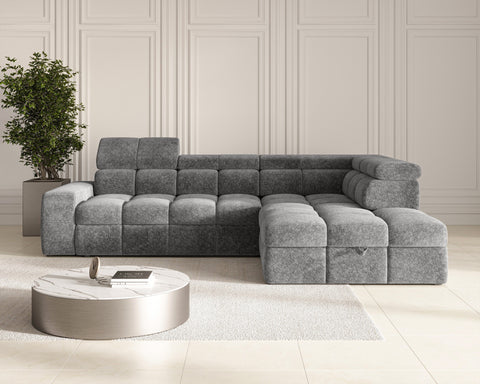 Ecksofa Bianco – Grau – Ottomane rechts